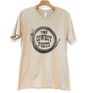 Canvas Sz M Tan Western Cotton The Cowboy Poets Lasso Short Sleeve T-Shirt